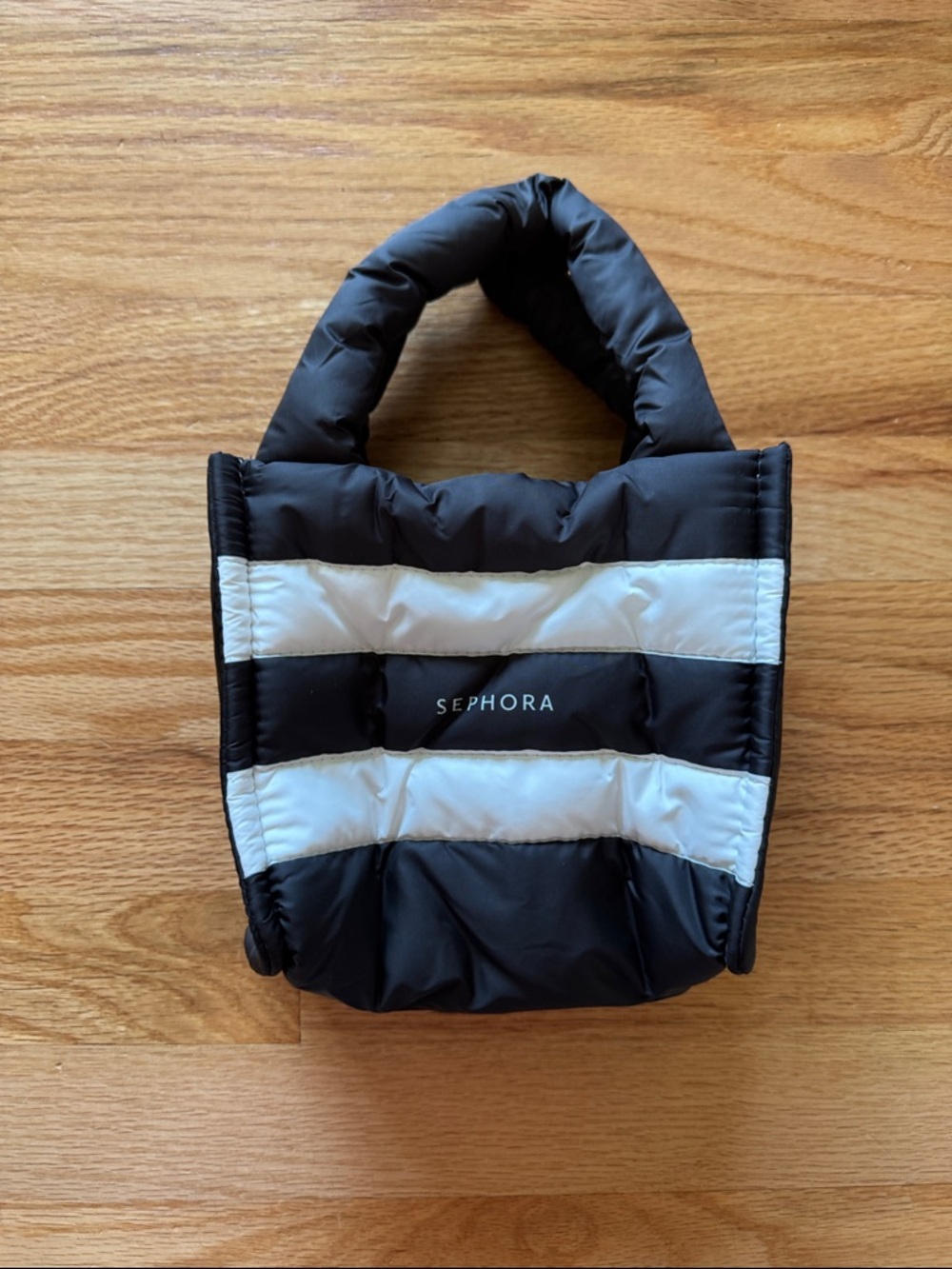Sephora Black & White Striped Puffy Bag - Picture 3 of 4